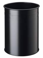 Durable papirkurv i metal 15 liter rund med dekorativ ring sort