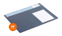 Durable skriveunderlag 65x48cm med kalender og overflade pp blå