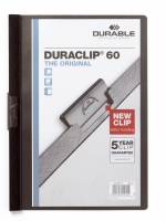 Durable Duraclip 60 originale klemmappen klar forside A4 ark sort, pose med 5 stk