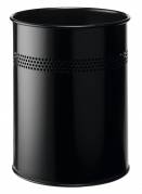 Papirkurv metal rundt 15 liter dekorationshuller sort