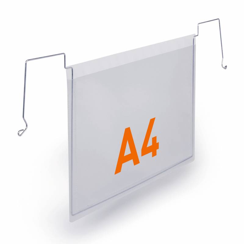 Durable lagerlomme med wirebeslag a4 tv&aelig;r, 50 stk