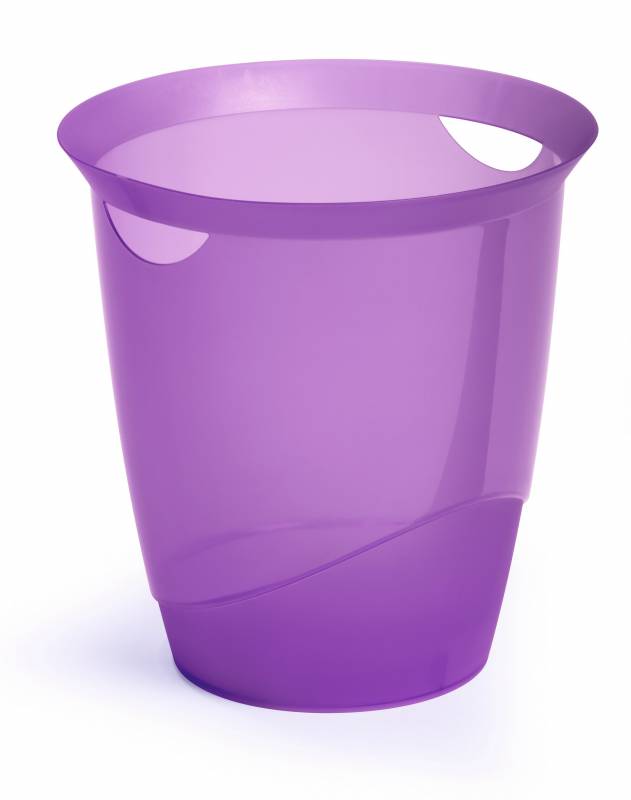 Durable Papirkurv Trend 16 liter med b&aelig;reh&aring;ndtag klar klar lilla