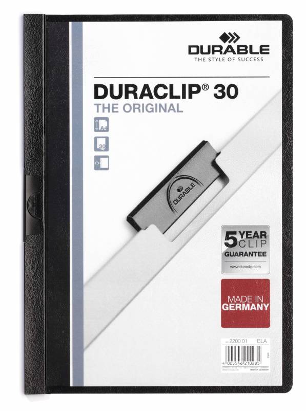 Durable duraclip&reg; 30, 5 stk pakke originale klemmappen, sort