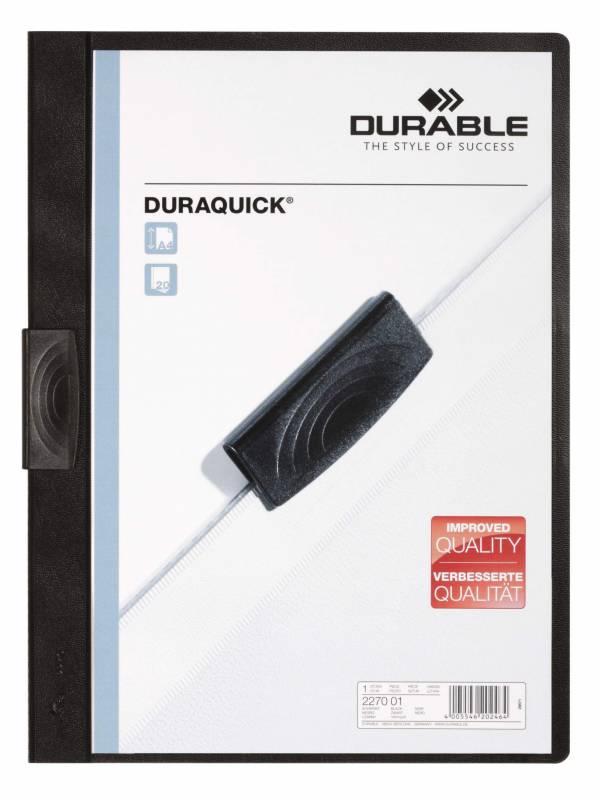 Durable Duraquick&reg; 20 klemmappe i pp-plast med klar forside,  sort