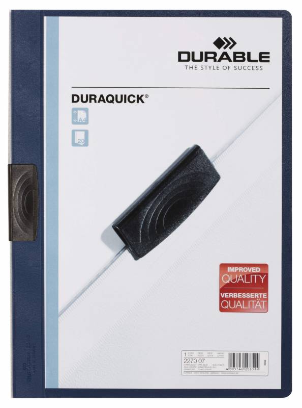Durable Duraquick&reg; 20 klemmappe i pp-plast med klar forside,  bl&aring;