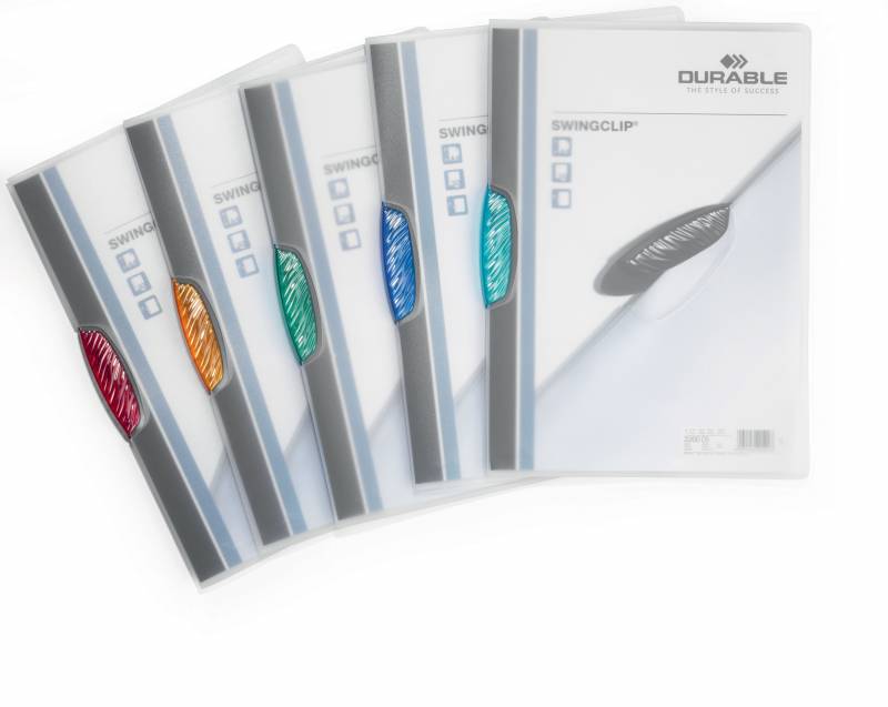 Durable klemmappe swingclip&reg; 30 ark A4 farvet klemme 5 stk - klar