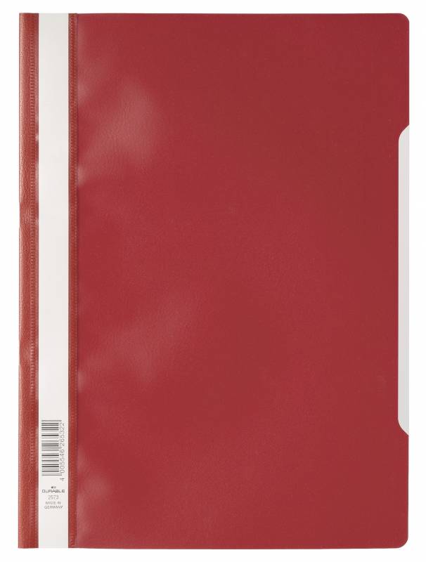 Durable A4 kvalitets tilbudsmappe med klar forside. rød