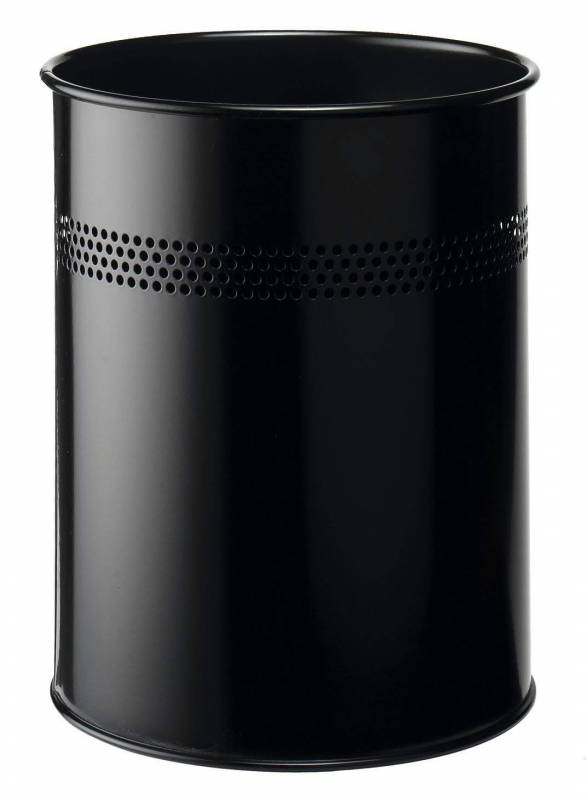 Papirkurv metal rundt 15 liter dekorationshuller sort