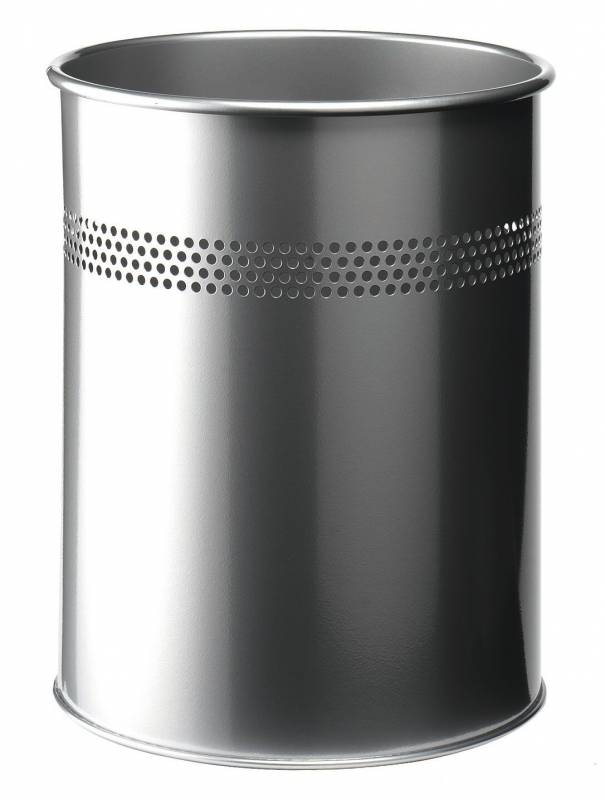 Papirkurv metal rundt 15 liter dekorationshuller s&oslash;lv