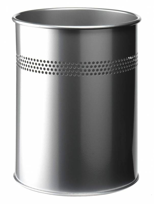 Papirkurv metal rundt 15 liter dekorationshuller s&oslash;lv