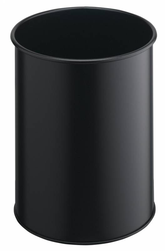 Durable papirkurv metal 15 liter rund lys sort