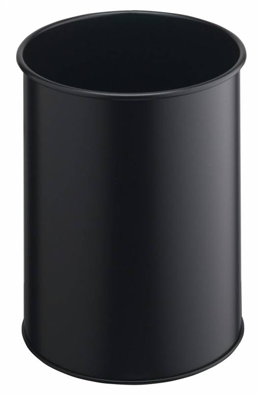 Durable papirkurv metal 15 liter rund lys sort