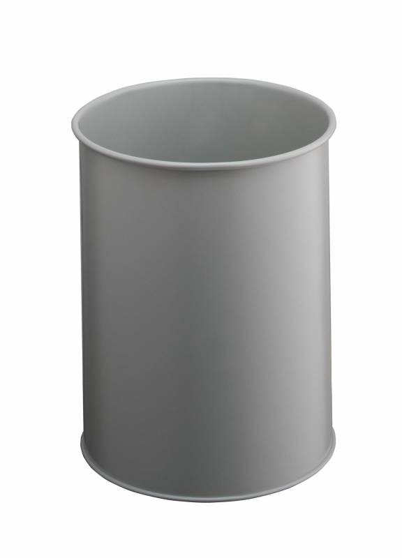 Durable papirkurv metal 15 liter rund lys gr&aring;