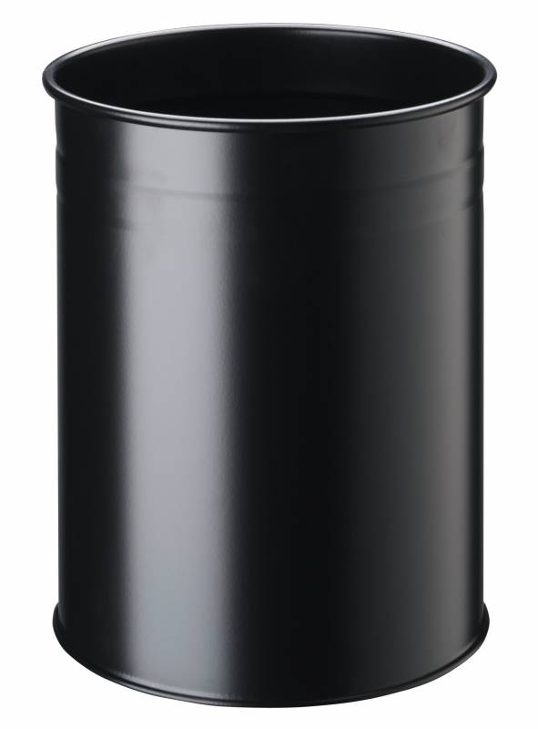 Durable papirkurv i metal 15 liter rund med dekorativ ring sort