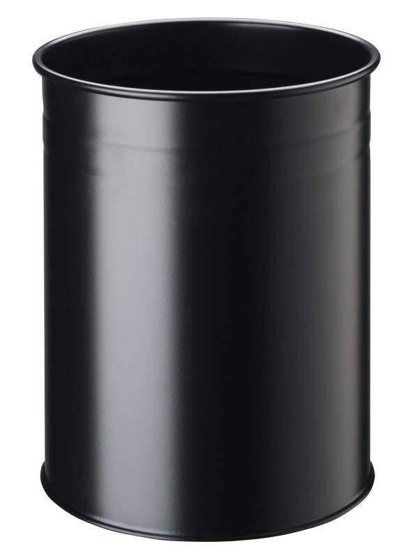 Durable papirkurv i metal 15 liter rund med dekorativ ring sort