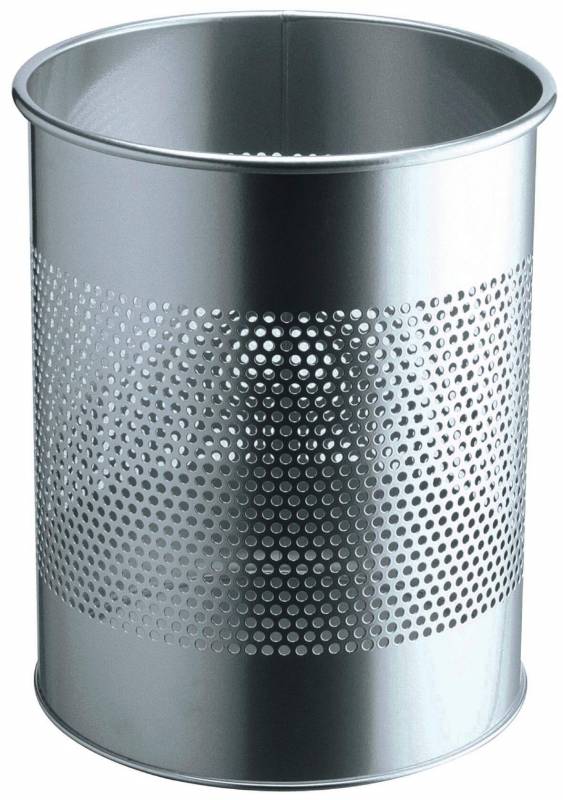 Durable papirkurv metal 15 liter 165mm rund s&oslash;lv