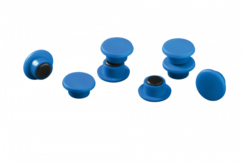 Durable magnet af ridsefri plast Ø15mm blå