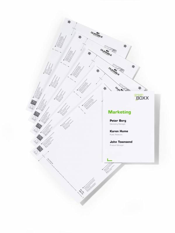 Durable Info sign indstik 149x210,5mm A5 h&oslash;j hvid, pose med 10 ark