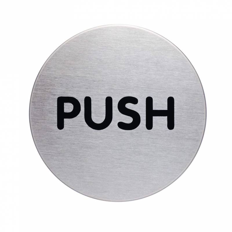 Durable d&oslash;rskilt "'Push''  &Oslash;65mm Pictogram af rustfrit st&aring;l