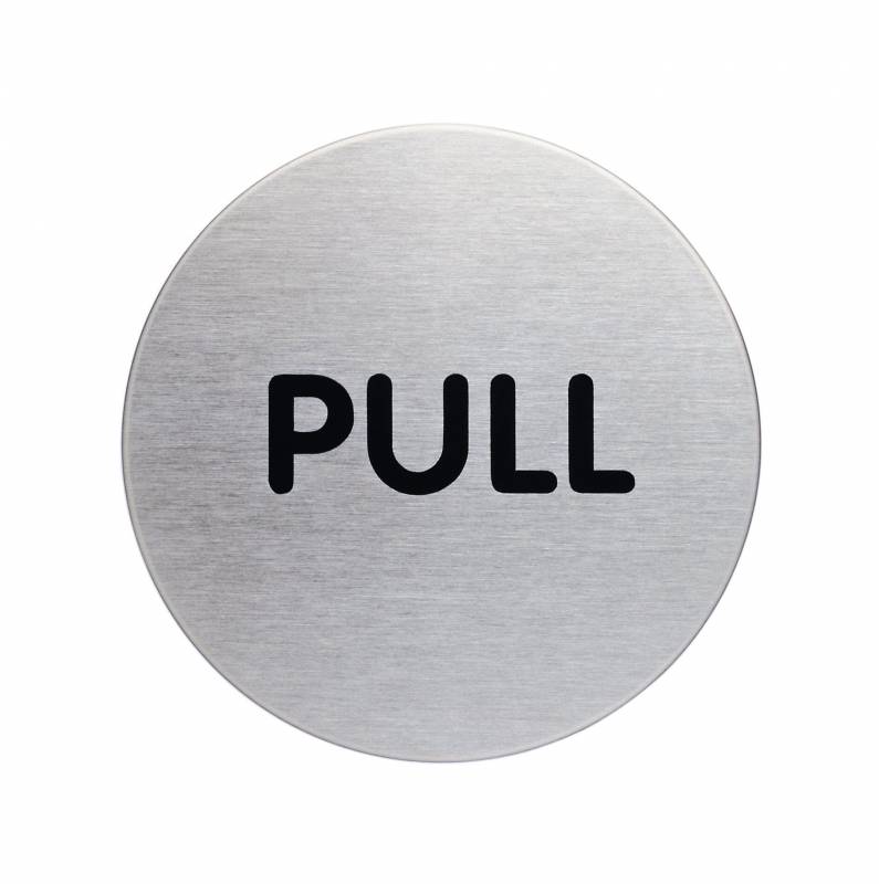 Durable d&oslash;rskilt ''PULL''  &Oslash;65mm Pictogram af rustfrit st&aring;l