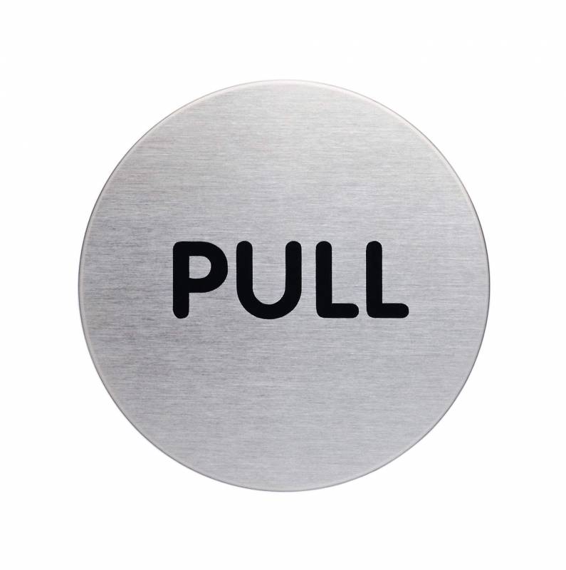 Durable d&oslash;rskilt ''PULL''  &Oslash;65mm Pictogram af rustfrit st&aring;l