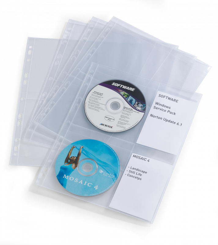 Durable Cd/dvd cover light - arkiverbar med etiketlomme 10 lommer til 4 cd'er/dvd'er