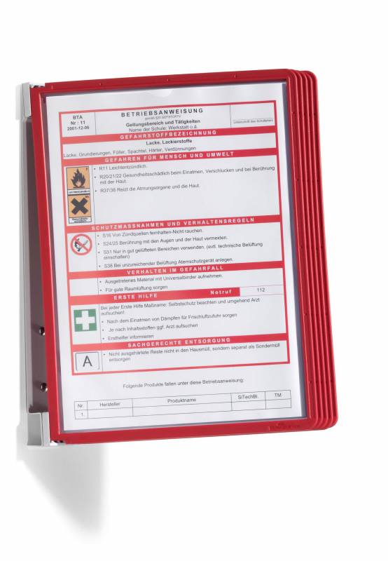 Durable Vario&reg; v&aelig;gregistersystem med 5 lommer komplet, r&oslash;d