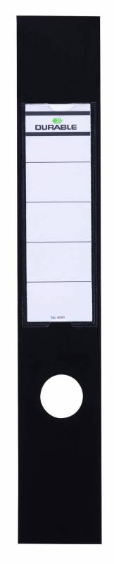 Durable selvkl&aelig;bende rygetiket til mapper ordofix&reg; 60x390mm, sort, 10 stk