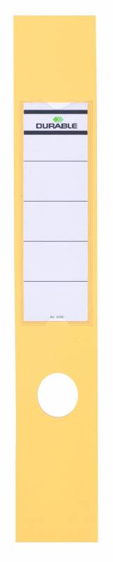 Durable selvkl&aelig;bende rygetiket til mapper ordofix&reg; 60x390mm, gul, 10 stk
