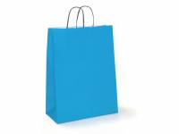 Papir bærepose med håndtag 190x80x210mm blå
