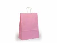 Papir bærepose med håndtag 190x80x210mm lyserød