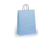 Papir bærepose med håndtag 190x80x210mm lyseblå