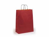Papir bærepose med håndtag 190x80x210mm rød