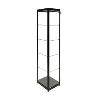 Glasvitrine Diamond 4, med 4 hylder Str. 40x40x180h cm med lås sort