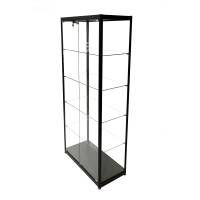 Glasvitrine Diamond 8 låger aluminium Str. 40x80x180h cm med lys og lås sort