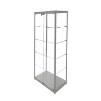 Glasvitrine Diamond 8, 4 flytbare hylder Str. 40x80x180h cm aluminium med lås