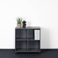 Kontorreol på hjul med 4 rum 780x780x380mm mørkegrå
