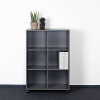 Kontorreol på hjul med 6 rum 1160x780x380mm mørkegrå