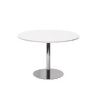 Rundt bord Van Doren Ø110 cm, blank stel, hvid bordplade