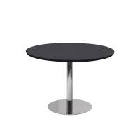 Rundt bord Van Doren Ø110 cm, blank stel, sort linoleum bordplade
