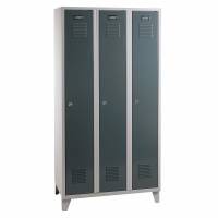 Office garderobeskab 3 rum med n&oslash;glel&aring;s og gr&aring; d&oslash;r