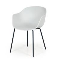 Lorca kantinestol med hvid plastskal og sort stel