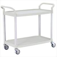 Rullebord i plast med 2 hylder, 52x110x95h cm. - Lysegrå