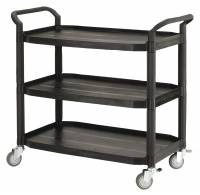 Rullebord i plast med 3 hylder 52x110x102cm sort