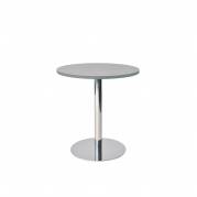 Rundt bord Van Doren Ø70 cm, blank stel, grå decor laminat bordplade