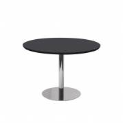 Rundt bord Van Doren Ø110 cm, blank stel, sort linoleum bordplade