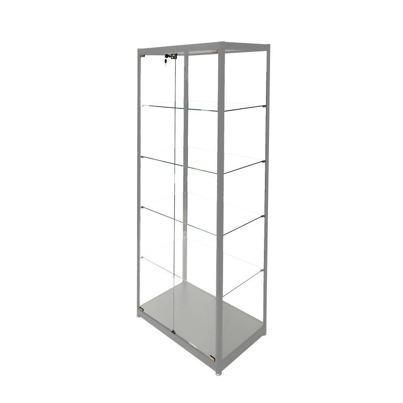 Glasvitrine Diamond 8, 4 flytbare hylder Str. 40x80x180h cm aluminium med lås