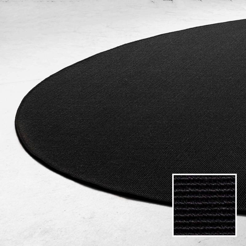 Sisal Boucle gulvt&aelig;ppe rundt &Oslash;120cm sort