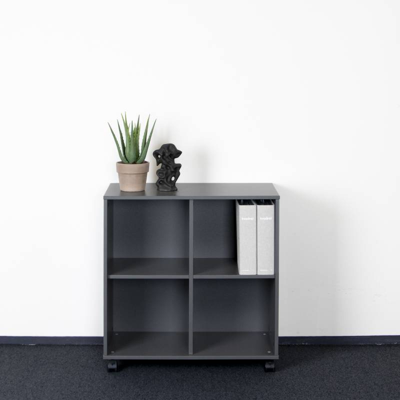 Kontorreol på hjul med 4 rum 780x780x380mm sort