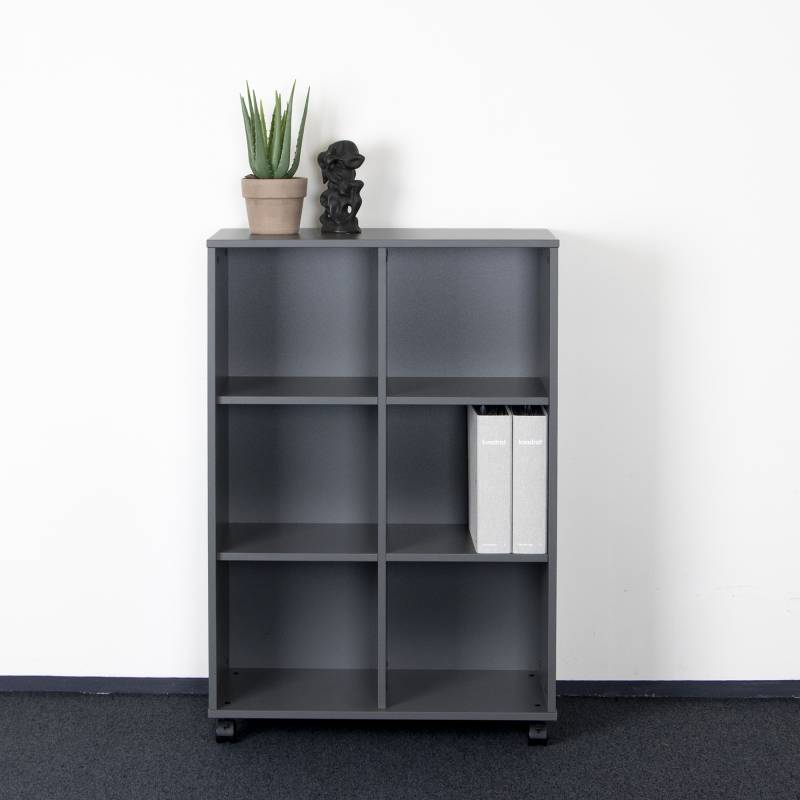 Kontorreol på hjul med 6 rum 1160x780x380mm mørkegrå